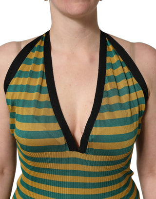 Multicolor Stripes Wool Knit Halter Tank Top