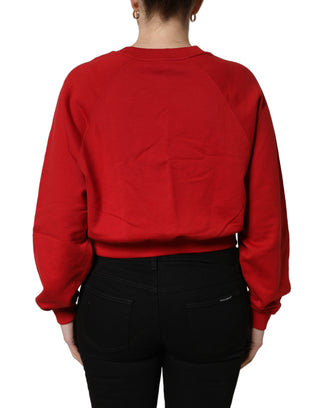 Red Cotton Cropped Basilico Sweatshirt Sweater