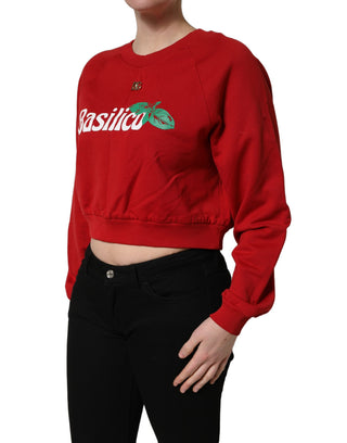 Red Cotton Cropped Basilico Sweatshirt Sweater