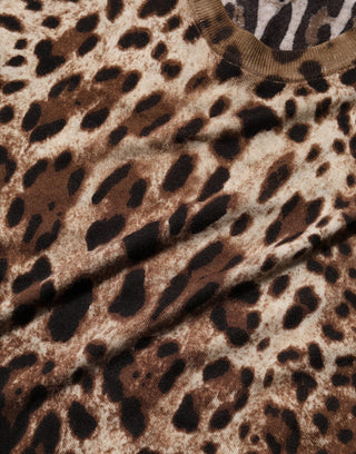 Brown Leopard Crew Neck Sleeveless Tank Top
