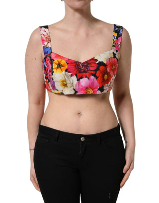 Top bustier corto con estampado floral multicolor