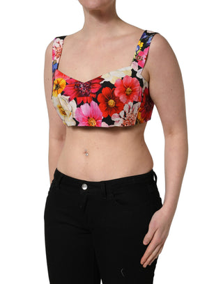 Top bustier corto con estampado floral multicolor