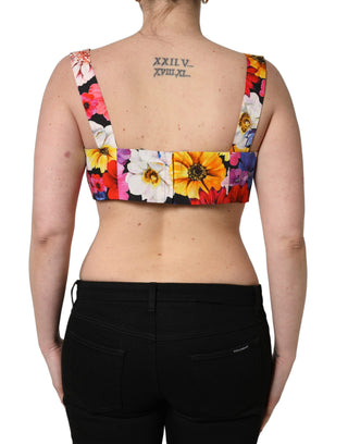 Top bustier corto con estampado floral multicolor