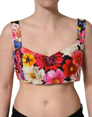 Top bustier corto con estampado floral multicolor