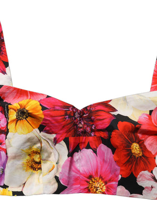 Top bustier corto con estampado floral multicolor