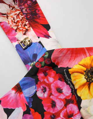 Top bustier corto con estampado floral multicolor