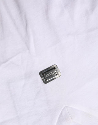 White Logo Embroidered TieWaist Cropped Top