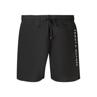 Black Polyester Men's Swimwear