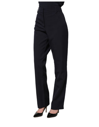 Dark Blue High Waist Straight Dress Formal Trouser Pants