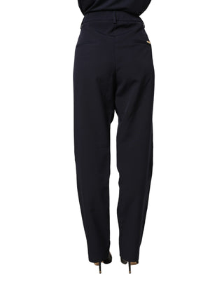 Dark Blue High Waist Straight Dress Formal Trouser Pants