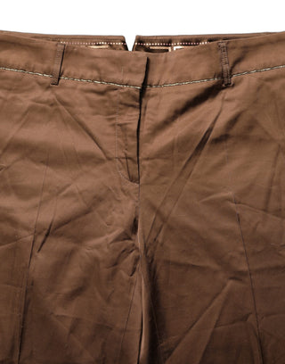 Brown High Waist Flared Trouser Pants