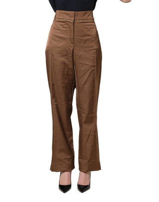 Brown High Waist Flared Trouser Pants