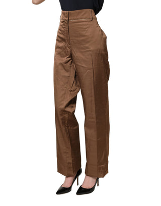 Brown High Waist Flared Trouser Pants