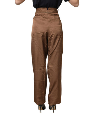 Brown High Waist Flared Trouser Pants