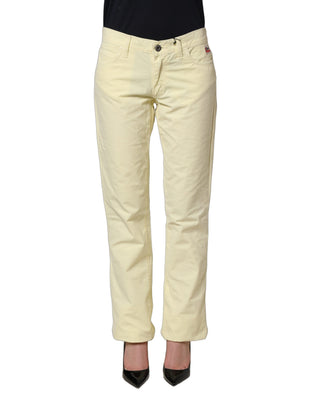 Yellow Cotton Straight Casual Denim Trouser Jeans