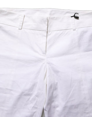 White Mid Waist Tapered Formal Trousers Pants