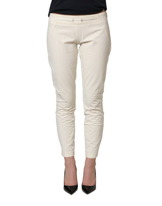 Pantalones ajustados de talle bajo para mujer blancos