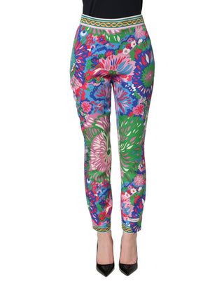 Multicolor Floral Stretch Jersey Leggings Pants