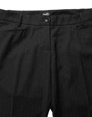 Black Mid Waisted Polyester Trouser Pants
