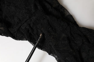Black Floral Lace Turtle Neck Long Sleeve Top