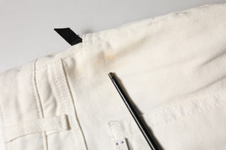 White Tattered Skinny Cotton Denim Jeans