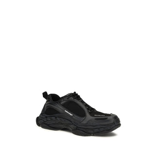 Black Polyester Athletic Sneakers