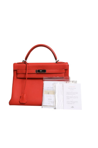 Kelly 32 Two-Way Handbag with Palladium Hardware