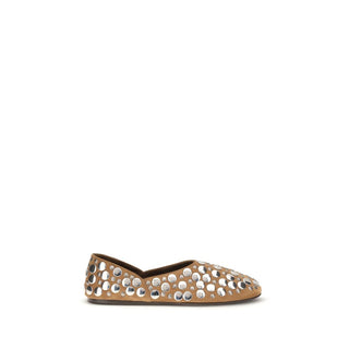 Beige Calf Leather Bos Taurus Ballet Flats