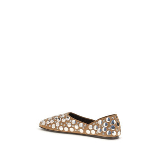 Beige Calf Leather Bos Taurus Ballet Flats