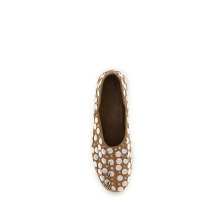Beige Calf Leather Bos Taurus Ballet Flats