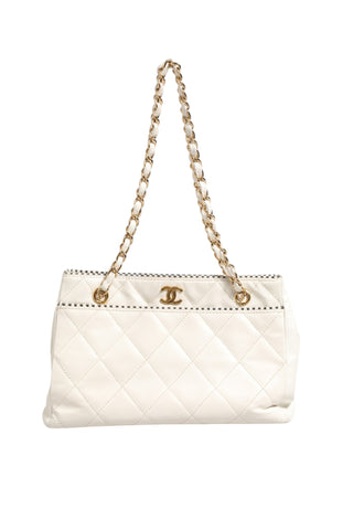 Shiny Calfskin Quilted Mini 22 White 1792563