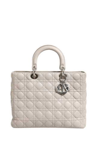 Lady Dior Large Grey Cannage Lambskin Bag