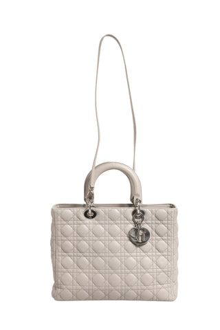 Lady Dior Large Grey Cannage Lambskin Bag