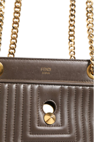 Brown Quilted Lambskin Leather Dotcom Click Small Shoulder Bag