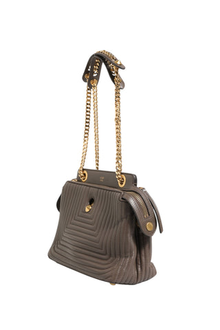 Brown Quilted Lambskin Leather Dotcom Click Small Shoulder Bag