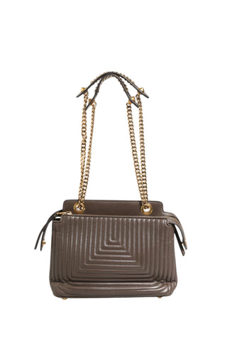 Brown Quilted Lambskin Leather Dotcom Click Small Shoulder Bag