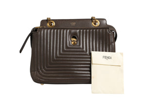 Brown Quilted Lambskin Leather Dotcom Click Small Shoulder Bag