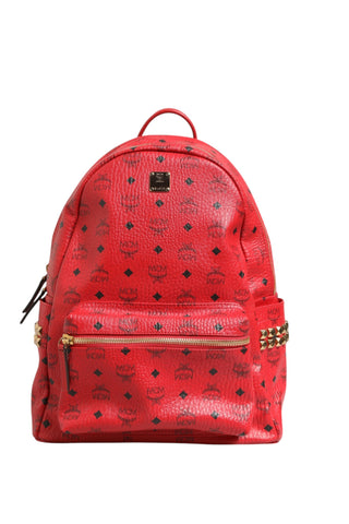 Medium Stark Studded Visetos Backpack - Red