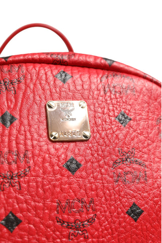 Medium Stark Studded Visetos Backpack - Red
