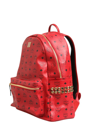 Medium Stark Studded Visetos Backpack - Red