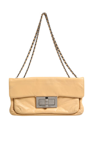 Beige Lambskin Giant Reissue Mademoiselle Lock Flap Bag
