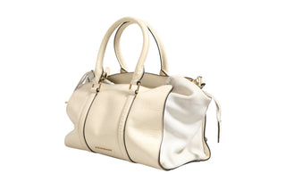 Chalk White Large Leather Tote Bag