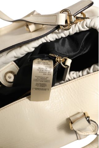 Chalk White Large Leather Tote Bag