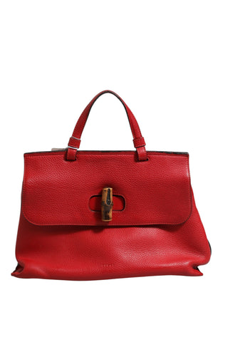 Bolso cruzado diario de bambú de cuero rojo
