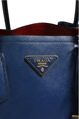 Blue Saffiano Leather 2way Bag