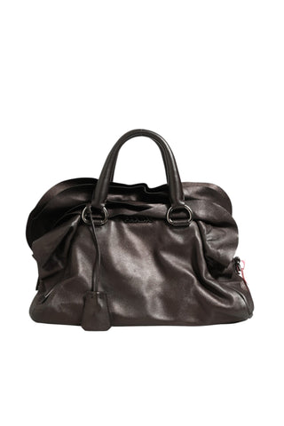 Metallic Nappa Leather Ruffle Shoulder Bag