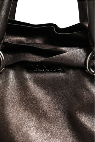 Metallic Nappa Leather Ruffle Shoulder Bag