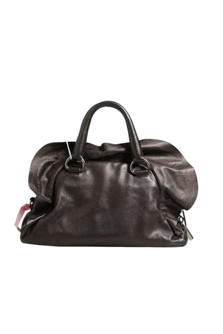 Metallic Nappa Leather Ruffle Shoulder Bag