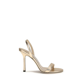 Gold Calf Leather Bos Taurus Stiletto Heel Sandals