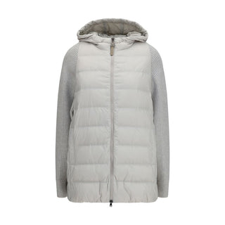 Chaqueta larga de poliéster gris